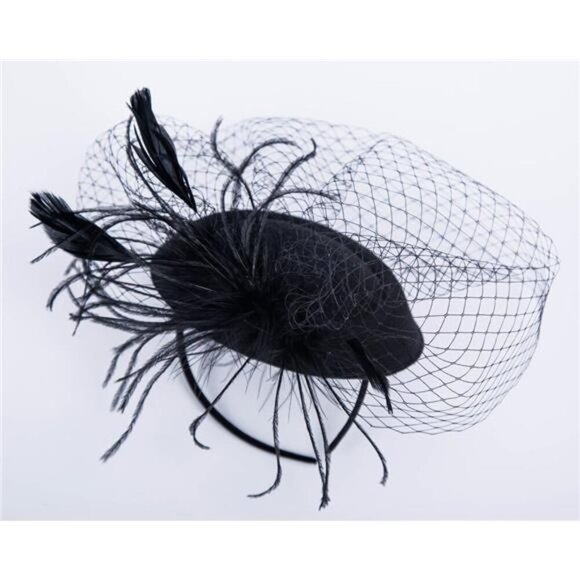 Fascinators Hats 20s 50s Hat Pillbox Hat Cocktail Tea Party Headwear with Veil - Picture 3 of 7